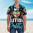 thumbnail image 4 of Balery I Love My Autism Print Men's Hawaiian Shirts Short Sleeve Beach Shirt Relaxed Fit Vacation Button Down Shirts-Large, 4 of 9