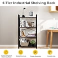 thumbnail image 2 of Costway 4-Tier Bookshelf Industrial Bookcase Diaplay Shelf Storage Rack Rustic Black, 2 of 11
