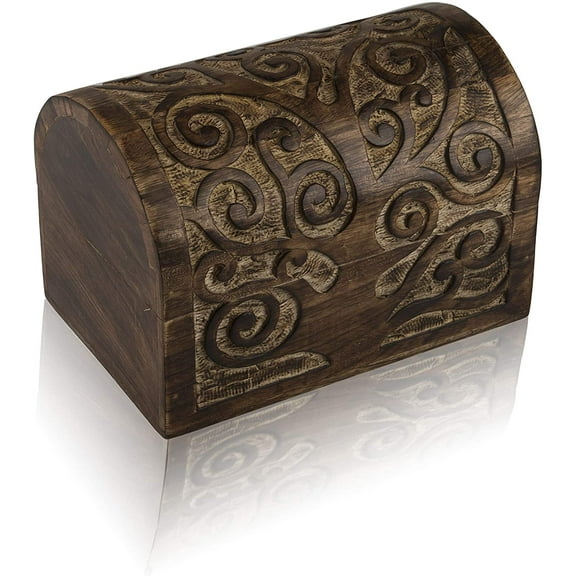 Great Birthday Gift Ideas Handmade Decorative Wooden Jewelry Box Treasure Box Jewelry Organizer Keepsake Box Treasure Chest Trinket Holder Lock Box Watch Box 9 x 6 Inch