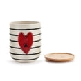 thumbnail image 2 of Demdaco Pawprint Heart Red and White 8 x 6 Wood and Ceramic Canister With Lid, 2 of 3
