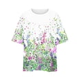 thumbnail image 6 of Fancifize Women Plus Size Short Sleeve Shirts Floral Print Casual Summer Tunic Tops Oversized Crew Neck Loose Tshirts S-5XL, 6 of 7