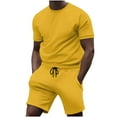 thumbnail image 2 of Fanxing Gym Workout Sets for Men M Stretchy Athletic Outfit Yellow 2 PC Outfits, 2 of 6