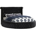thumbnail image 3 of Modern Glam Queen Size Round Storage Bed, Velvet Tufted Platform Circle Bed, Luxure Bedroom Furniture, Black, 3 of 3