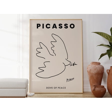 Minimalist Modern Art Dove Peace Wall Art
