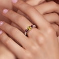 thumbnail image 4 of Gem Stone King 925 Sterling Silver Yellow Citrine and Red Rhodolite Garnet 3-Stone Engagement Ring for Women (0.88 Cttw, Round 6MM, Gemstone November Birthstone, Size 5), 4 of 6