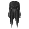 thumbnail image 3 of iiniim Women's Sequins Chiffon Praise Dance Tunic Tops Long Flare Sleeve Worship Church Dance Overlays Black XL, 3 of 6