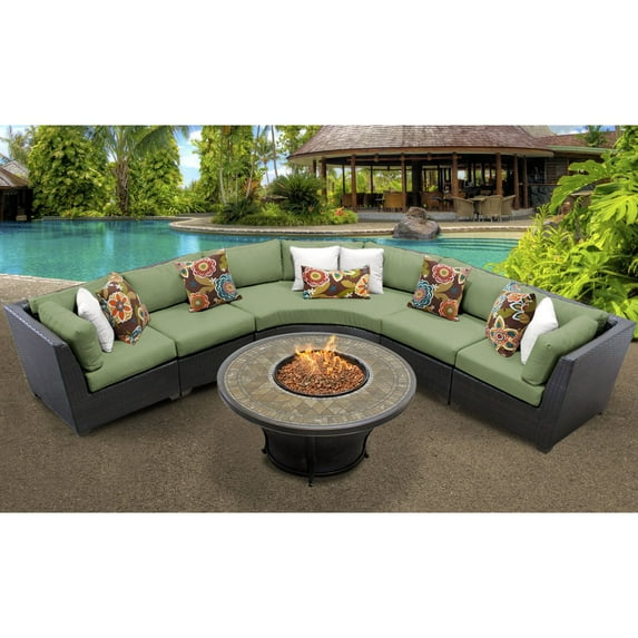 TK Classics Barbados 06K Wicker 6 Piece Fire Pit Patio Set