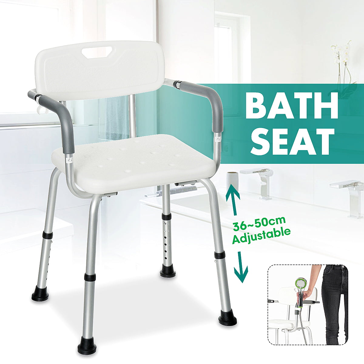 Adjustable Shower Chair Bath Seat Bathtub Aid Stool With 