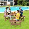 thumbnail image 3 of GVN Picnic Tables for Backyard,6 Person Wooden Picnic Table Set with Bench and Umbrella Hold, 3 of 10