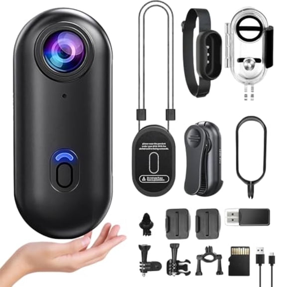 4K HD Mini Body Camera, Wearable Action Body Cam, Thumb Size Hands Free Recording Body Worn Camera, Pocket Action Cam with Mount Anywhere for Work, Travel, Outdoors Activities(Black, 128G)