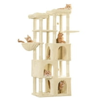 MWPO 70.1-in Cat Tree for Large Cat Tower with 3 Condos, 2 Perches and Stratching Post, Beige