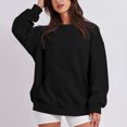thumbnail image 1 of ICHUANYI Clearance Fashion Women Comfortable Casual Pocket Color Long Sleeve Round-Neck Blouses T-shirt Tops(Black, S) ICHUANYI WER2023081511738, 1 of 8