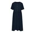 thumbnail image 4 of Womens Dress Summer Casual Midi Short Sleeve Button Down Shirt Dress Loose Beach Beach Cover Up Dress with Pockets, 4 of 6