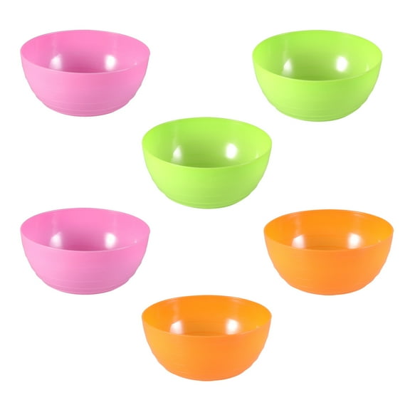 Milisten 6-Piece Assorted Color Plastic Bowls Set Reusable Kitchen Bowls and Lightweight