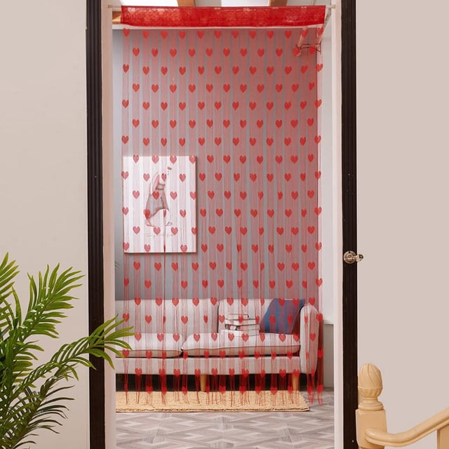 SDNall 50x200cm Heart String Curtain Window Door Divider Sheer Curtain Valance