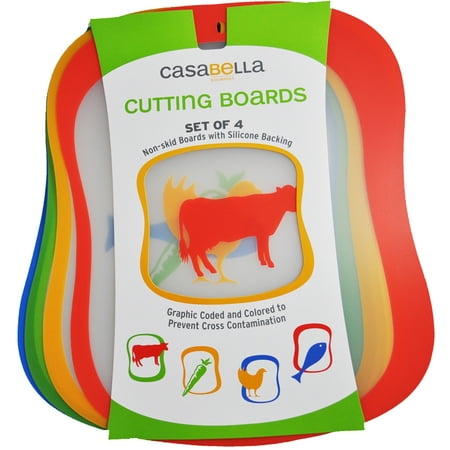 - Casabella Cutting Boards Non-skid 16in x 12.5in Set 4 Color Coded To Prevent Cross Contamination