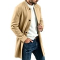 thumbnail image 4 of Miqool Men's Trench Coat Pea Coat Winter Business Long Jacket Overcoat with Pockets Knit Outerwear Long Sleeve S-3XL, 4 of 8