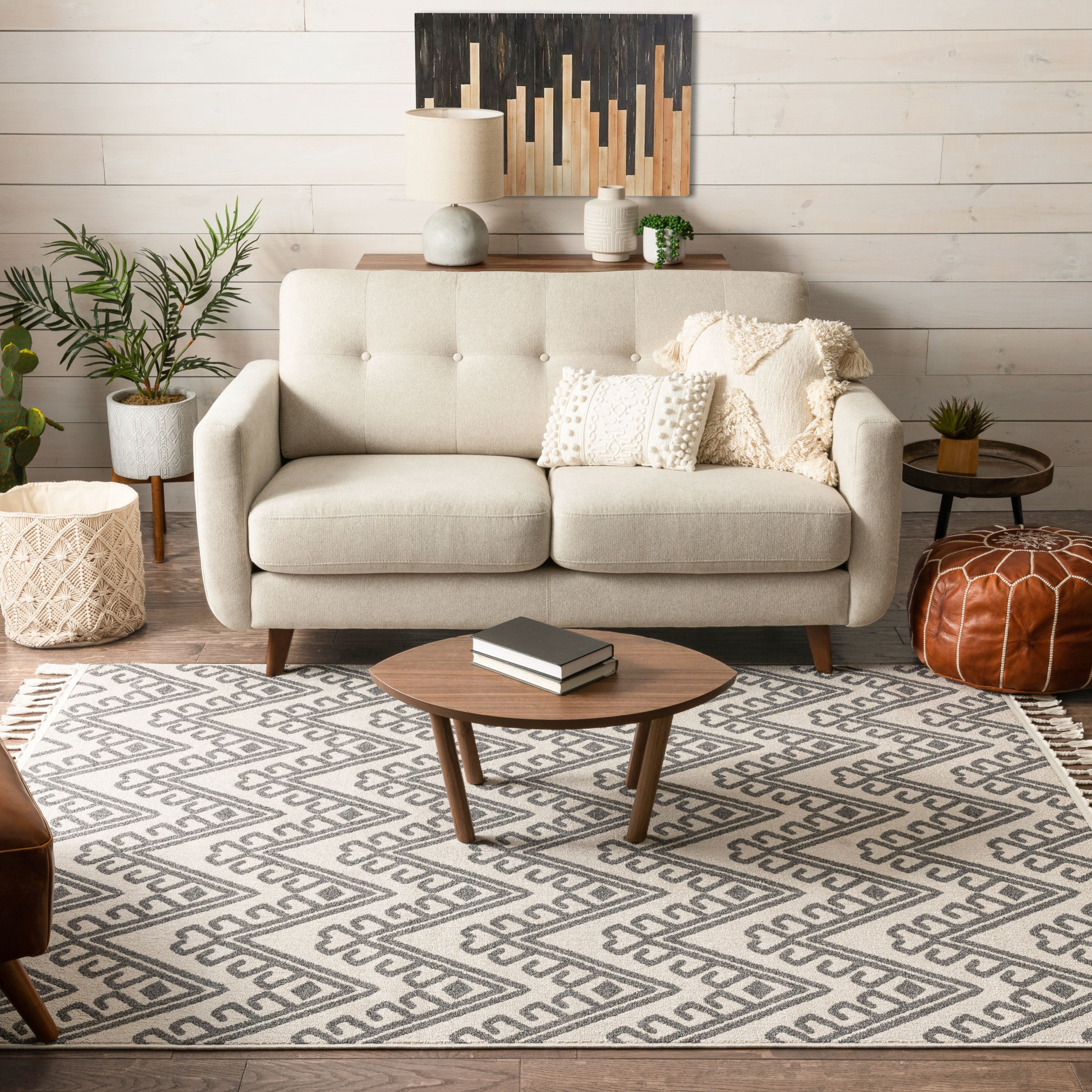 Well Woven Loop-De-Loop Tribal NA Modern Area Rug, Beige