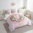 thumbnail image 3 of Homewish Princess Pink Ribbon Bedding Comforter Set 7 Pieces, Fairy Tale Full Bedding Set, Dreamy Christmas Theme Reversible Fitted Sheet Flat Sheet, Luxury Bedroom Decor, 3 of 7