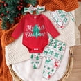thumbnail image 2 of Enyan Newborn Baby Girl Christmas Outfits Ruffle Long Sleeve Romper Bodysuit Ribbed Pants Set Cute Fall Winter Clothes（Size 0-3 Months）, 2 of 4