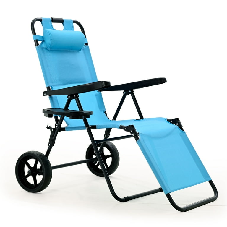 NAIZEA Beach Cart Chairs with Wheels 2 in 1 Heavy Duty Beach Chair with Canopy Shade Foldable Beach Lounge Chair with Integrated Wagon Pull Cart