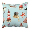 thumbnail image 1 of BSDHOME Abstract Nautical with Sail Rope Starfish Seashell Bird Color Cruise Geographical Geography Gull Pillowcase Pillow Cushion Cover 18x18 inch, 1 of 1