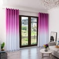 thumbnail image 3 of Bouanq Ombre Sheer Curtains 270cm x 100cm for Living Room Bedroom, Pink and White 2 Tone Reversible Gradient Voile Window Treatments, Faux Linen Rod Pocket Drapes, 3 of 5