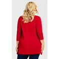 thumbnail image 2 of Avenue Women's Plus Size Newport Longline Top V-Neck 3/4 Sleeves Hip Length Stretch, 2 of 4