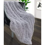 Junovo Soft Cozy Faux Fur Blanket With Sherpa Warm Underside, 50"x60" , Gray
