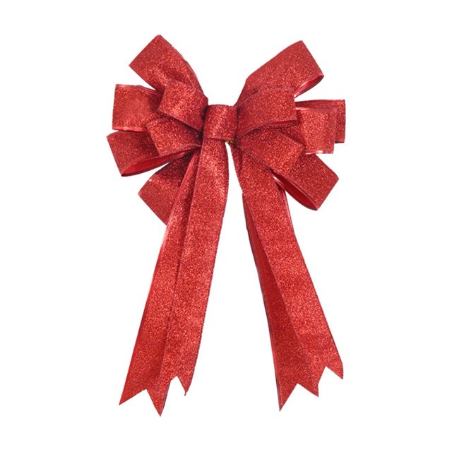 LCXmlly Tear Resistant Christmas Bowknot Glitter Powder Christmas Bowknot Large Size Reusable Holiday Decoration Xmas Tree Gift Box Packing Ribbon Bowknot Pendant Party