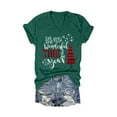 thumbnail image 5 of Women Christmas V Neck Shirts Funny Xmas Tree Graphic Short Sleeve Tee Tops Holiday Casual Trendy Relaxed Fit Blouses, 5 of 5