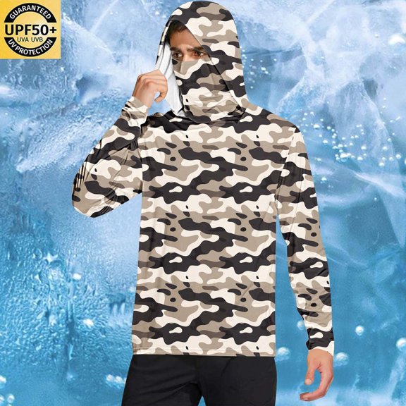 Yaoyar Summer Lightweight Breathable Minimalist Sun-Protective Jacket for Men with Face Mask Finger Loops Long Sleeve Hooded Top UV Shield Outerwear