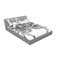 thumbnail image 2 of Ambesonne Vintage Fitted Sheet & Pillow Sham Set, Seafood Theme Design, Queen, Black and White, 2 of 2