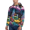 thumbnail image 3 of Naloa Colorful Mushroom Men's Casual Hooded Collar Drawstring Hoodies Pullover Sweatshirts Casual Long Sleeve Shirts-Large, 3 of 7