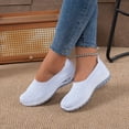 thumbnail image 3 of Women's Breathable Knitting Casual Flat Shoes Wedge Non Slip Walking Shoes Comfortable Low Top Slip On Mesh Loafers White Size 6.5, 3 of 6
