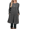 thumbnail image 4 of SOMER Dress for Women Winter Dresses Long Sleeve with Pockets Crew Neck Dark Grey Button Side Causal Formal, 4 of 6