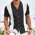 thumbnail image 4 of SDNall Mens Summer Shirts Fashion Knit Casual Solid Color Short Sleeve Turndown Collar Shirt Mens Casual Button Down Shirts (Black,Sizes:M-3XL), 4 of 9
