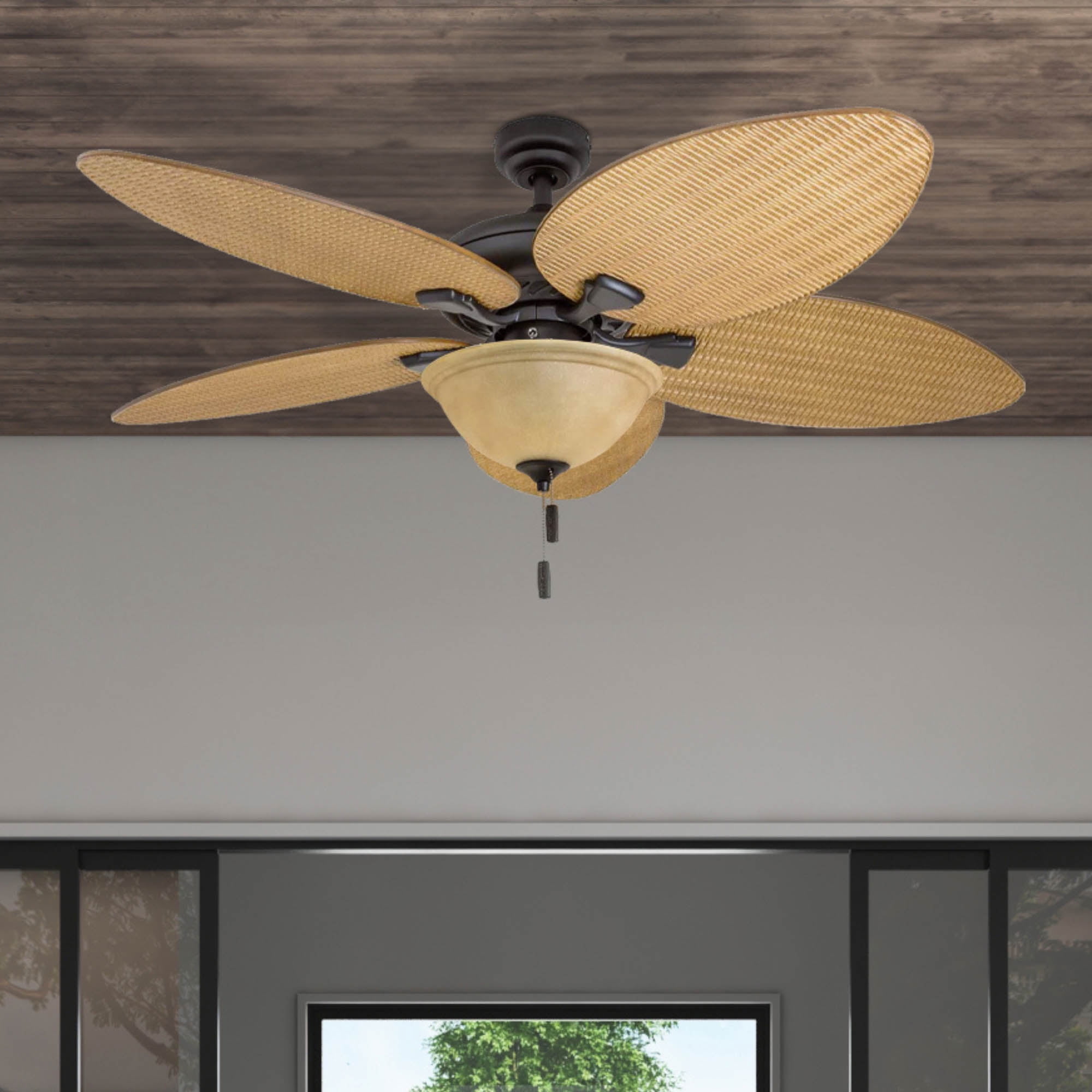 Honeywell Palm Valley 52" Bronze Outdoor Ceiling Fan with Lights