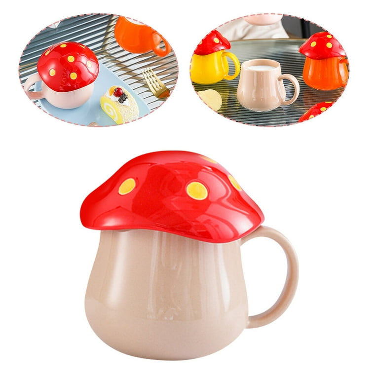 290ml Mushroom Glass Coffee Mug With Ceramic Cup Holder Reheatable Milk Cup  Afternoon Flower Tea Cu