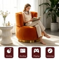 thumbnail image 6 of MOONMISS 360° Swivel Barrel Accent Chairs, Round Armchairs with Wide Upholstered, for Living Room, Bedroom, Orange, 6 of 8