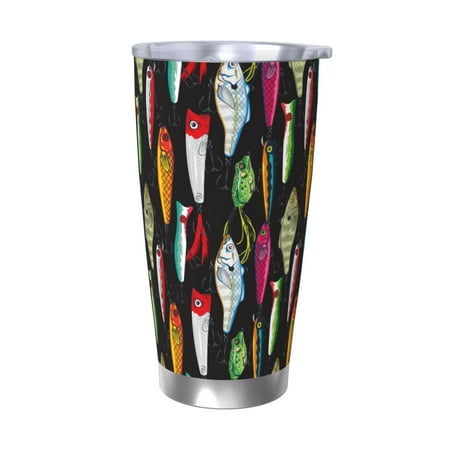 

Lukts Colorful Fishing Lures for 20OZ Car Cup Stainless Steel Direct Drinking Straw Thermos Cup Suitable for Office Travel and Car-Without Straw