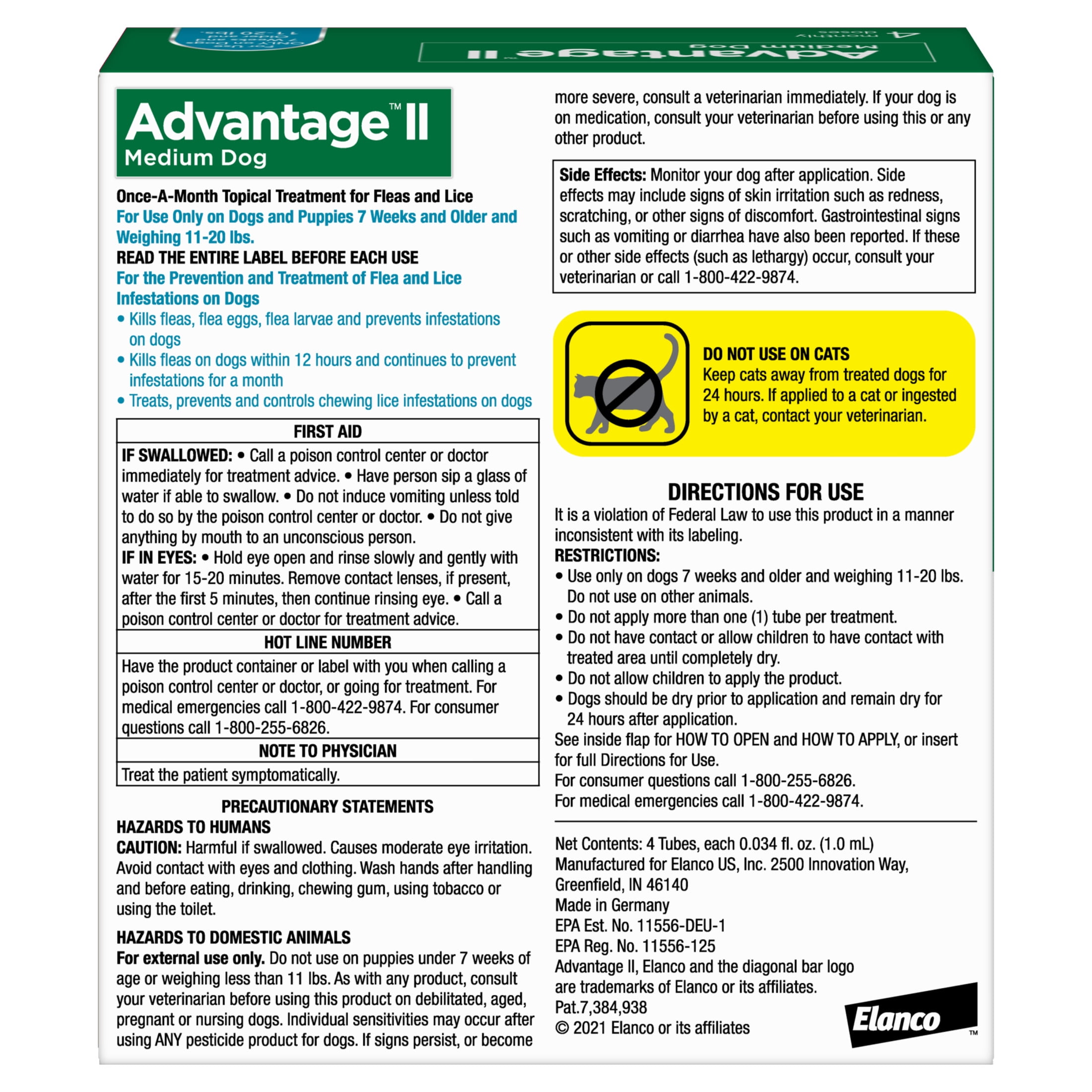 Advantage II Vet Recommended Flea Prevention for Medium Dogs 11 20 lbs 4 Monthly Treatments Walmart