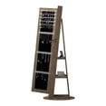 thumbnail image 3 of Jewelry Cabinet, Rotating Jewelry Armoire, Full Length Mirror with 360° Swivel Base, Lockable Storage, Necklace Hooks, Ring Slots, Bracelet Rod, Antique Brown for Bedroom Walk In Closet, 3 of 11