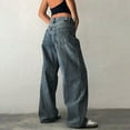 thumbnail image 2 of Women's Low Rise Baggy Jeans - Loose Fit Boyfriend Straight Wide Leg Stretch Denim Pants, 2 of 5