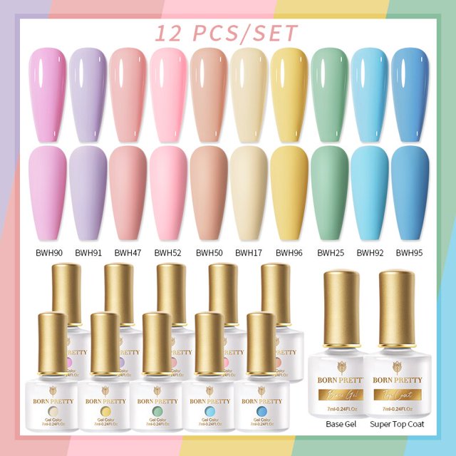 BORN PRETTY 7ML6-21PCS Spring Summer Nail Gel Polish Set Candy Sweet Color Gel Polish Rainbow Pink Gel Varnish Nail Art Gift Box Gong Bohan LED