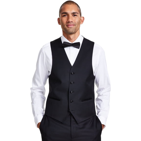 Michael Kors Mens Classic fit Tuxedo Suit Vest Small Black Solid Stretch