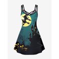 thumbnail image 4 of Rosegal Women's Crisscross Skulls Witch Printed Halloween Dress, 4 of 5
