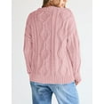 thumbnail image 3 of Pullover Sweaters for Women Ribbed Crew Neck Sweater Chunky Cable Knit Long Sleeve Knitted Sweater Alsol Lamesa, 3 of 4