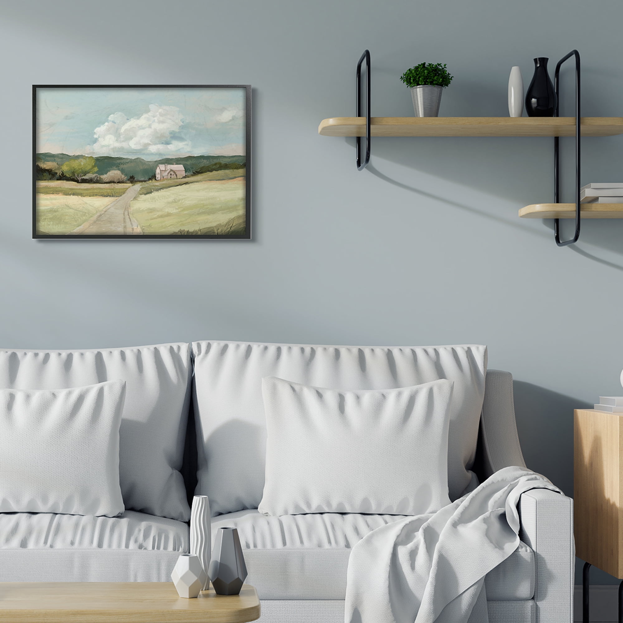 Stupell Industries Road Leading Home Countryside Mountain Landscape Black Framed, 24 x 30, Design by Ziwei Li