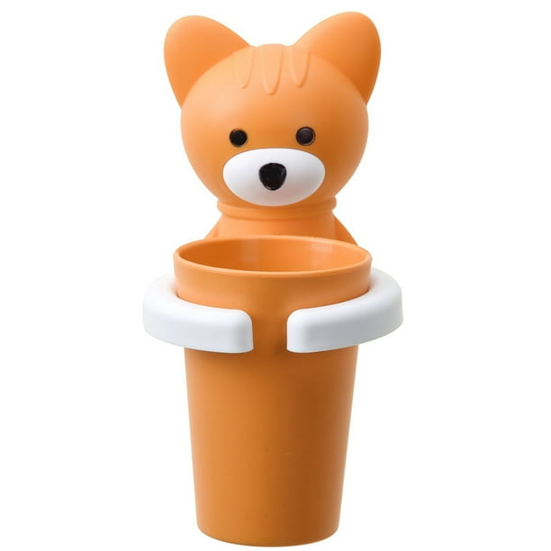 Soporte adhesivo para cepillos de dientes de pared con diseño de dibujos animados, organizador para baño